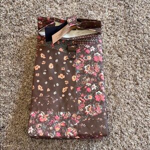 Urban Outfitters brown and pink floral reusable insulated lunch bag